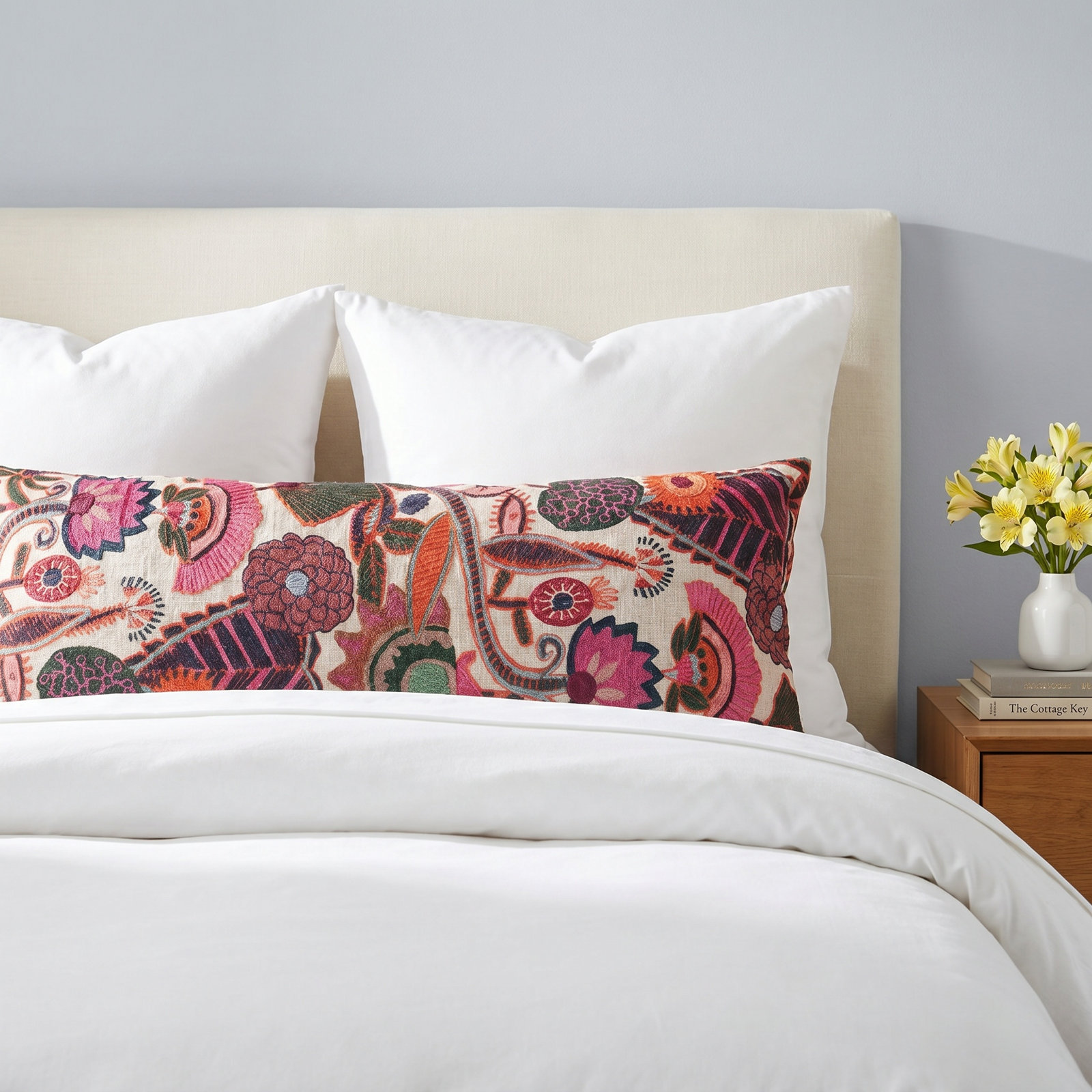 Emmer Floral Cotton Lumbar Throw Pillow