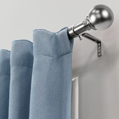 1" Drapery Single Curtain Rod Set with Ball finials_Brushed Nickel
