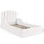 Lit de sol double Teddy, recouvert de tissu, cadre de lit pour enfant bas avec tête de lit festonnée. Blanc-1619029238
