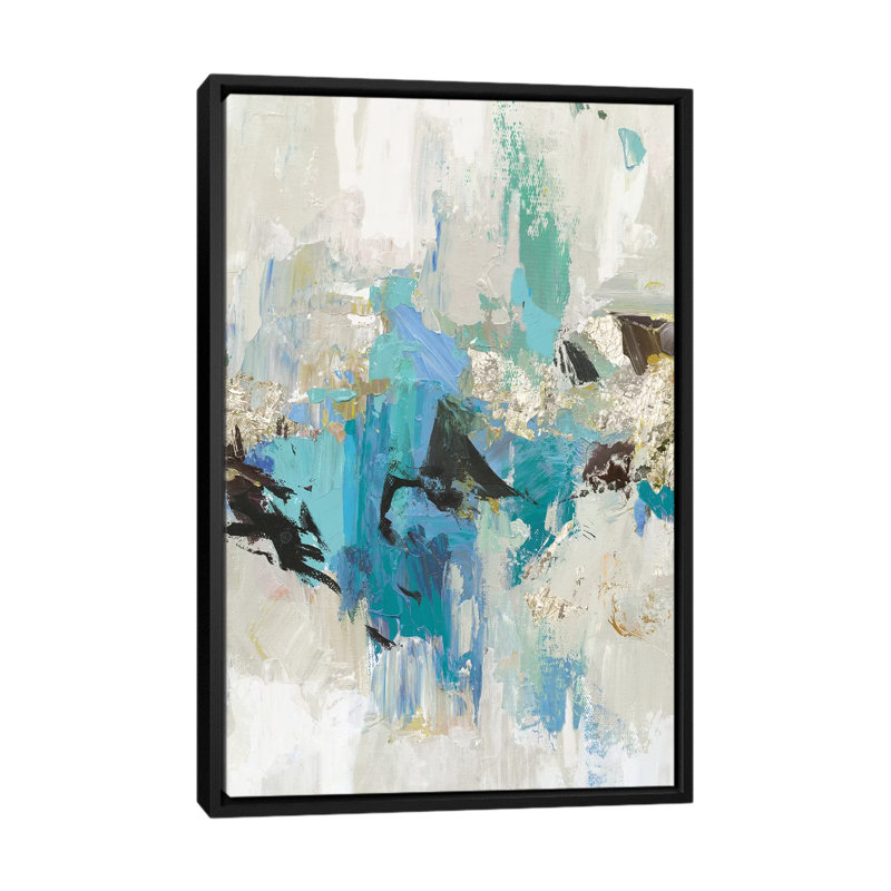 « blue silver i », impression sur toile, H 26 po x l 18 po x P 1,5 po, Toile avec cadre noir, Pas de tapis