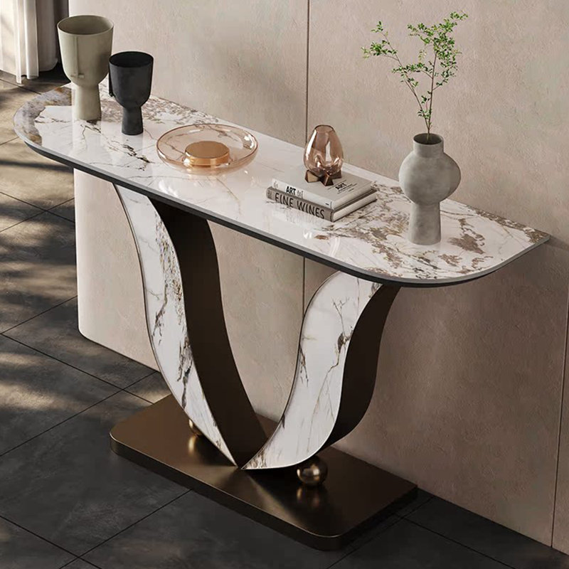 Console en acier inoxydable de style français, H 33,4 po x l 59 po x P 13,7 po
