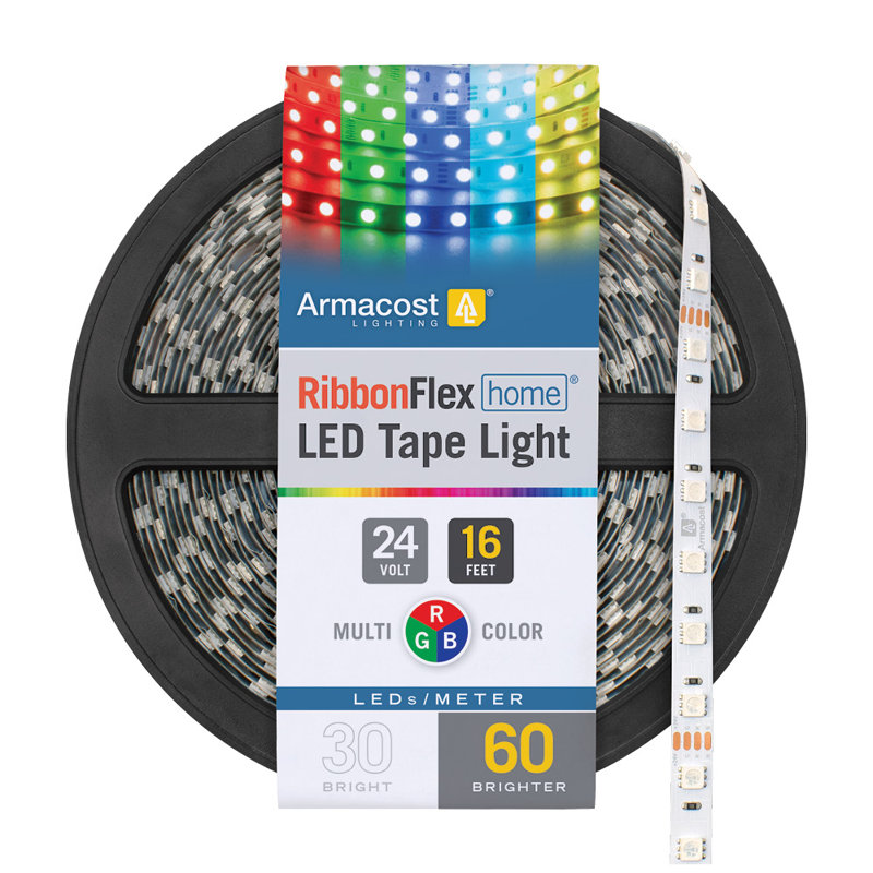 RibbonFlex Home, 24V, RVB, 60 LED / M, IP20, bande de lumière sous l'armoire 5M