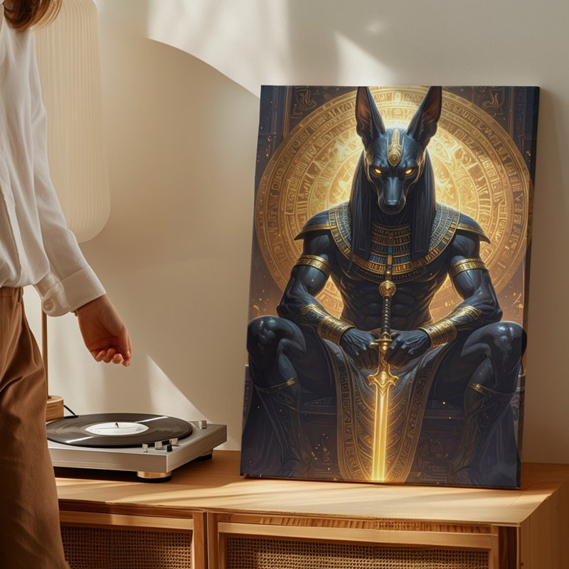 Voici la description du produit et optimisation de la seo pour votre toile de divinité Anubis, H 20 po x l 20 po