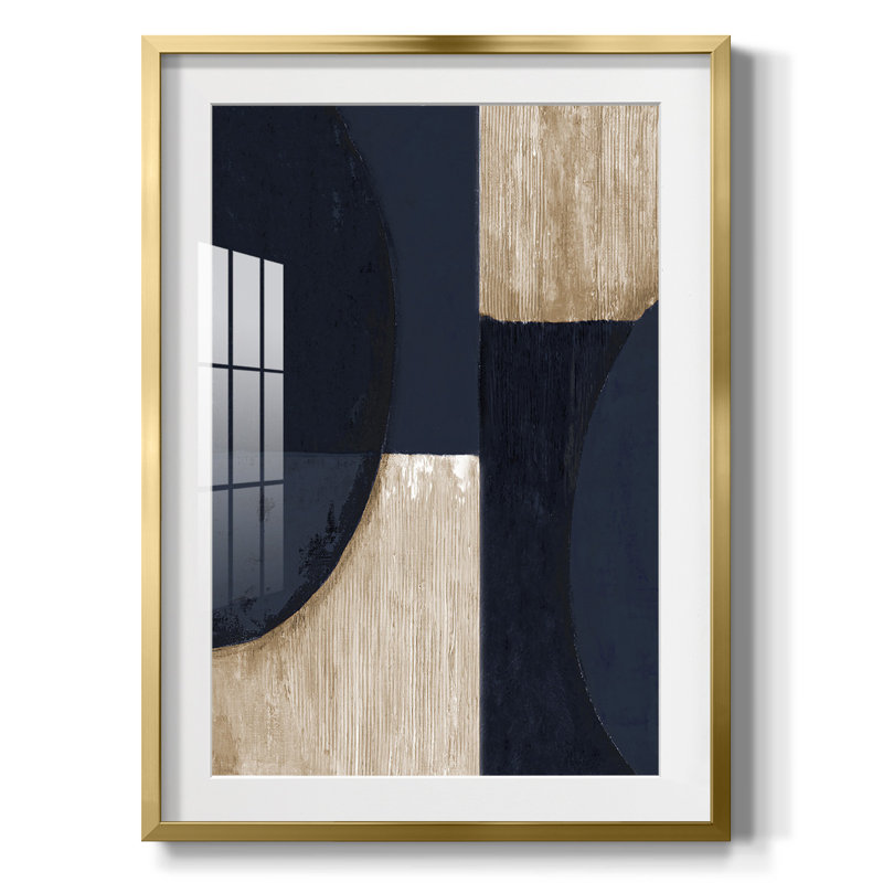 Réflexions bleu marine - imprimé encadré, H 28,5 po x l 20,5 po, Doré