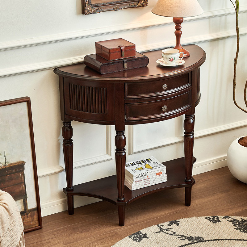 American classic console table, 33.46" H x 35.43" W x 15.75" D, Dark Brown