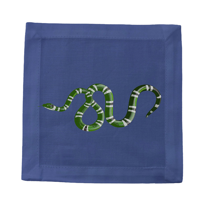 Serpent Cotton Sateen Cocktail Napkins, Blue