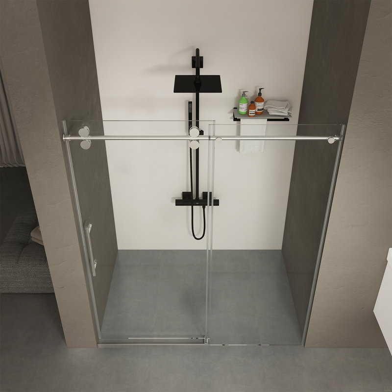 56"-60"W X 70"H Frameless Shower Door, Sliding Shower Door, With Premium 5/16"(8Mm) Thick Tempered Glass Shower Enclosure