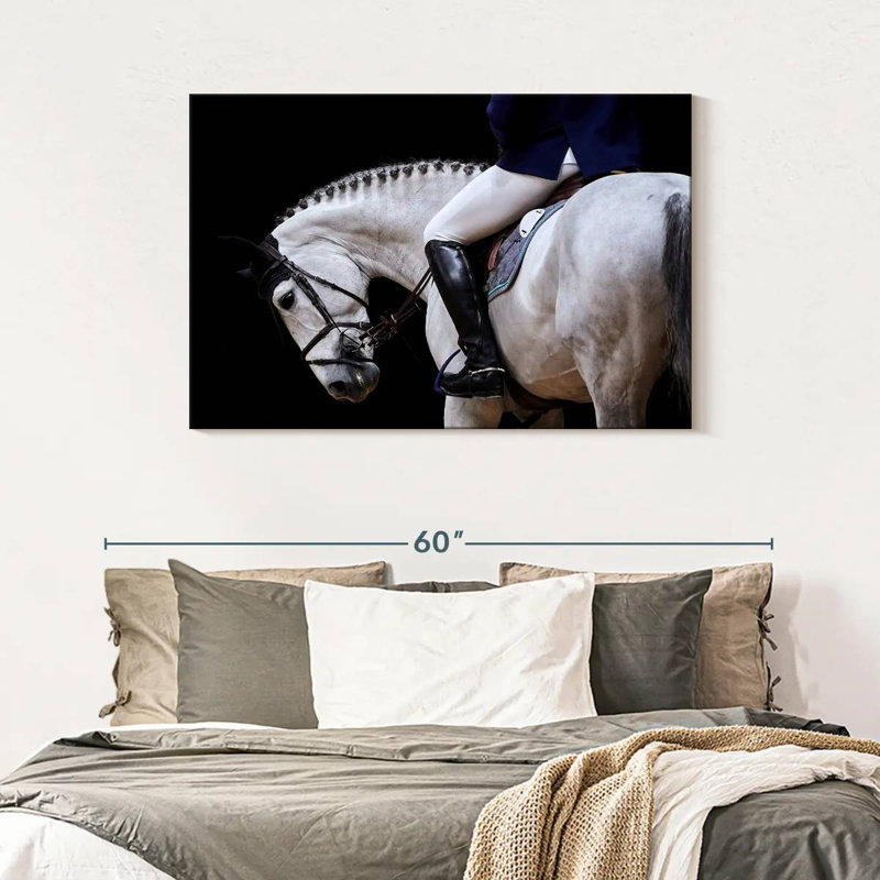 Sireci White Horse And Equestrian, 30" H x 45" W