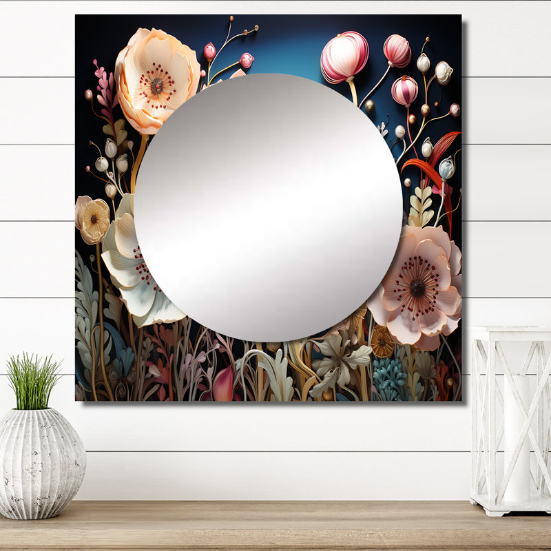 Miralee - Miroir carré abstrait pour botanique, 36 po x 36 po