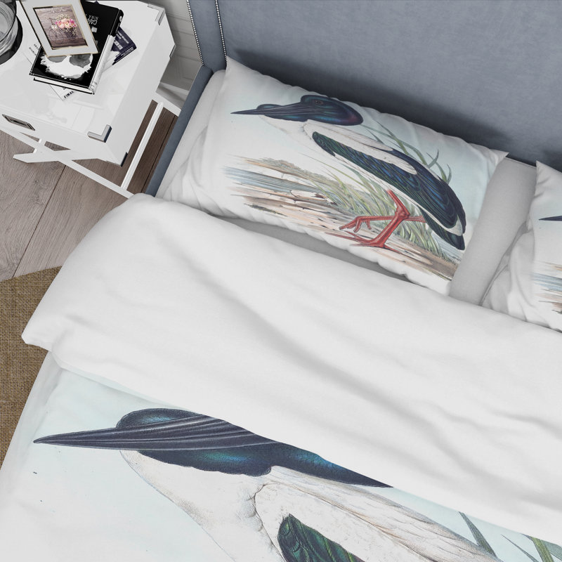 Oiseaux australiens rétro I - ensemble de housse de couette traditionnel - microfibre de polyester