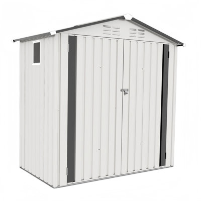 6X3.5Ft Metal Storage Shed,Tool Shed With Peaked Roof Waterproof With Clear Window And Lockable Door Compact Tool Shed For Garden, Backyard,Patio,Sundries And Bike Storage