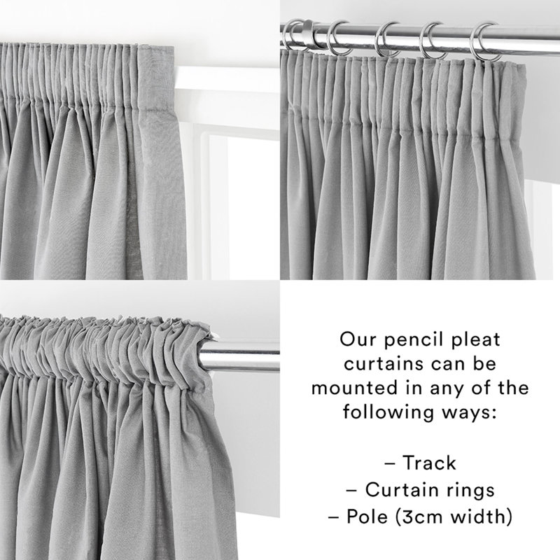 Hynes Cotton Blend Semi Sheer Curtain Pair, Width 167 x Drop 182cm