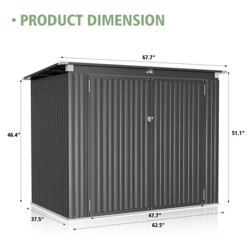 6 Ft. W X 3 Ft. D Galvanized Steel Horizontal Garage Shed