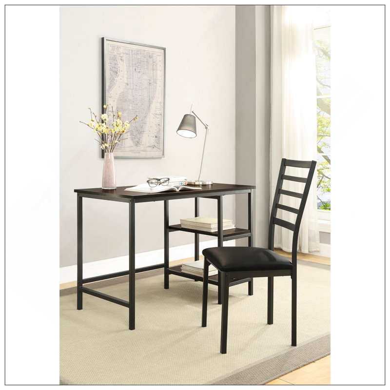 Ensemble de bureau d'écriture de style industriel avec chaise, revêtement en similicuir et rangement polyvalent
