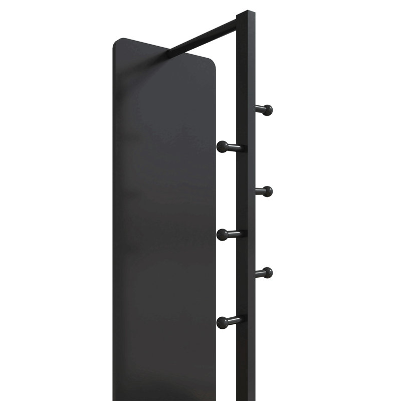 Miroir pivotant sur 360 ° pivotant sur 66 po x 17,8 po pleine longueur avec porte-manteau et porte-manteaux avec miroir, Noir