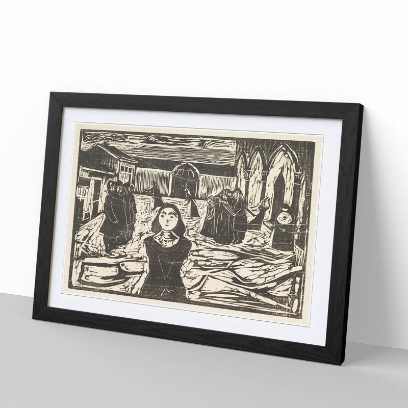 The Last Hour by Edvard Munch - Picture Frame Painting, 48cm H x 65cm W x 2cm D, Black