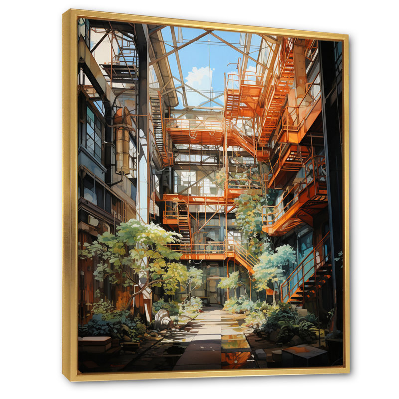 Gambrines Factories Industrial Harmony III, reproduction d'art sur toile, H 40 po x l 30 po x P 1,5 po, Cadre flottant doré
