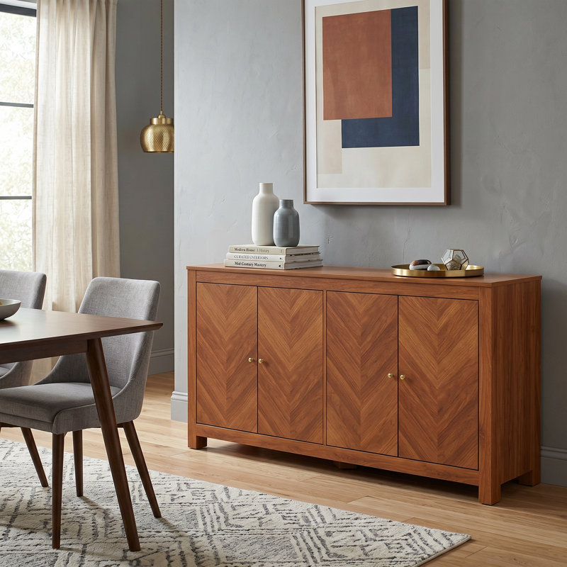 Aleshire 58.4'' Modern Chevron 4 Door Storage Buffet Sideboard