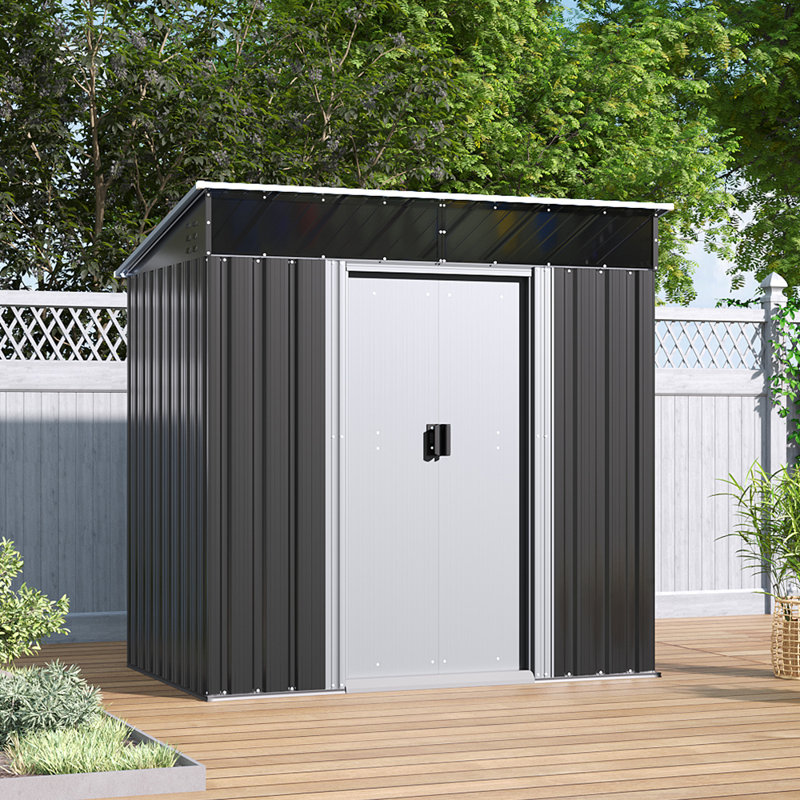 Galvanized Steel Acrylic Storage Shed, Charcoal Black/White