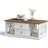 Coffee Table With Storage And Drawers,Rustic Rectangular Centre Table With Solid Wood Legs And Open Shelves,For Living Room,Office,Antique White
