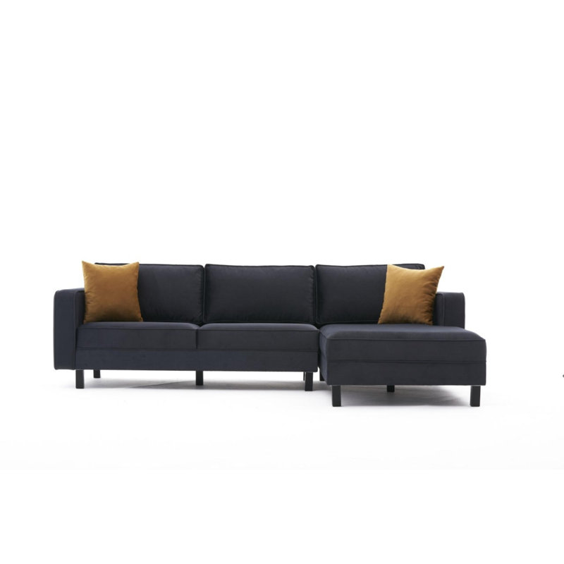 Canapé modulaire rembourré Bre, Accoudoir à droite (vu de face), 100% polyester anthracite / velours