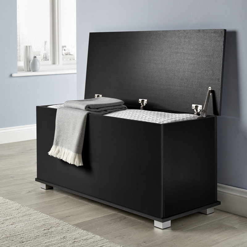 Starbuck Blanket Ottoman Storage Box Chest, Black