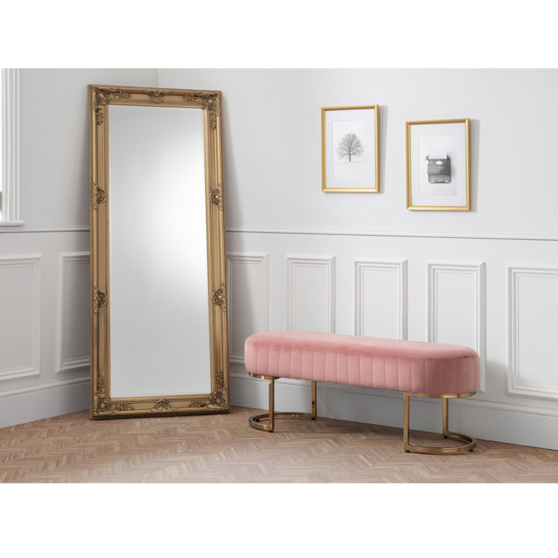 Accringt Velvet Upholstered Bench, Pink