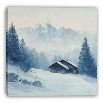 «Alpine Cabin Morning Calm», art mural sur toile tendue