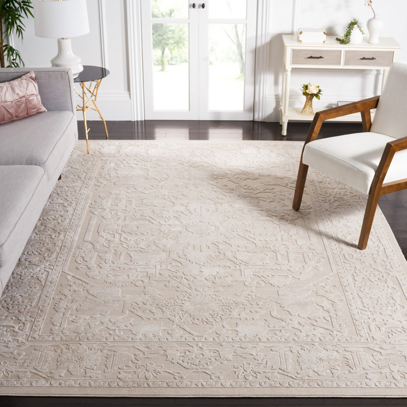 Calidia Oriental Cream/Ivory Area Rug, Rectangle 5'1" x 7'6"