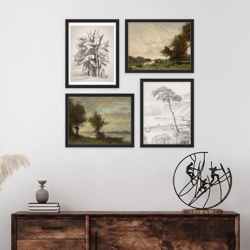«Rustic Storm», impression de 4 pièces, Noir, H 14 po x l 11 po x P 1 po