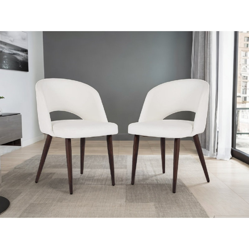 Chaise de salle à manger en cuir, Blanc