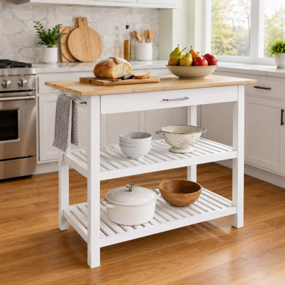 40'' Kitchen Island, Solid Hardwood Top