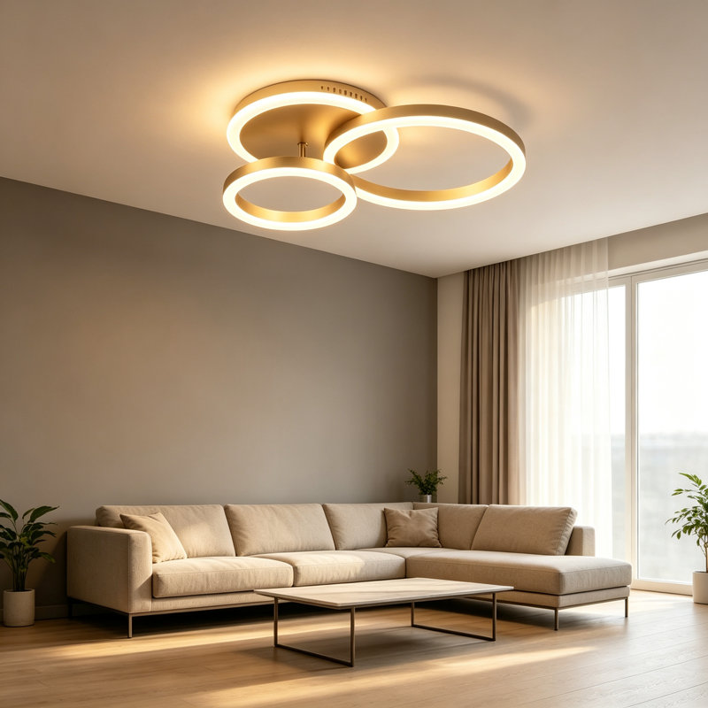 Kucharski 3-Light Champagne Ring Dimmable LED Flush Mount
