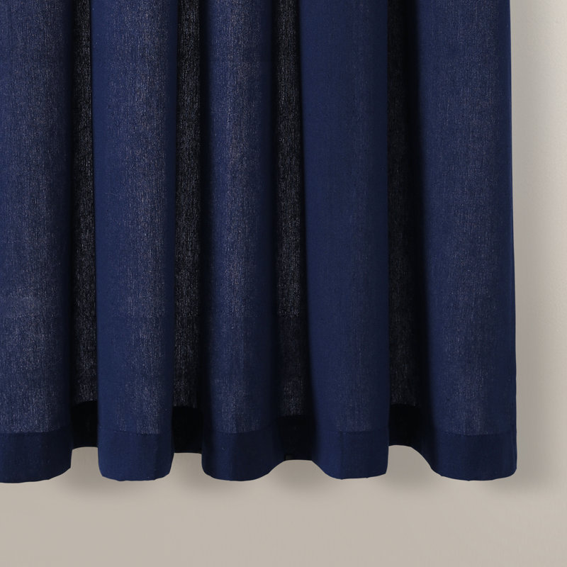 Cotton Blend Semi Sheer Curtain Single Panel, 52"W x 63"L, Navy