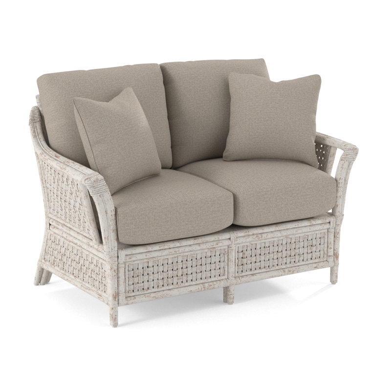 Boca Loveseat, Beige Performance Fabric;, Antique Frost White