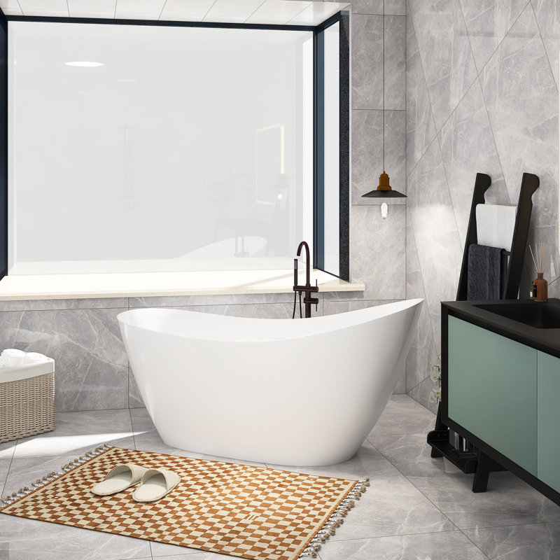 65'' x 29.5'' Freestanding Soaking Acrylic Bathtub