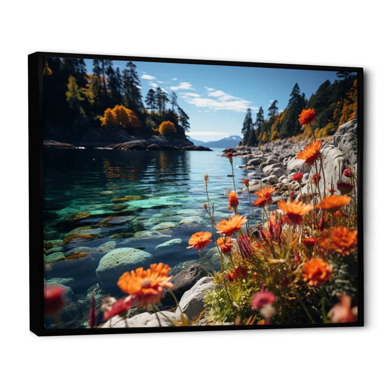 Canada Island Escape - Imprimé, Cadre flottant noir, H 12 po x l 20 po x P 1 po