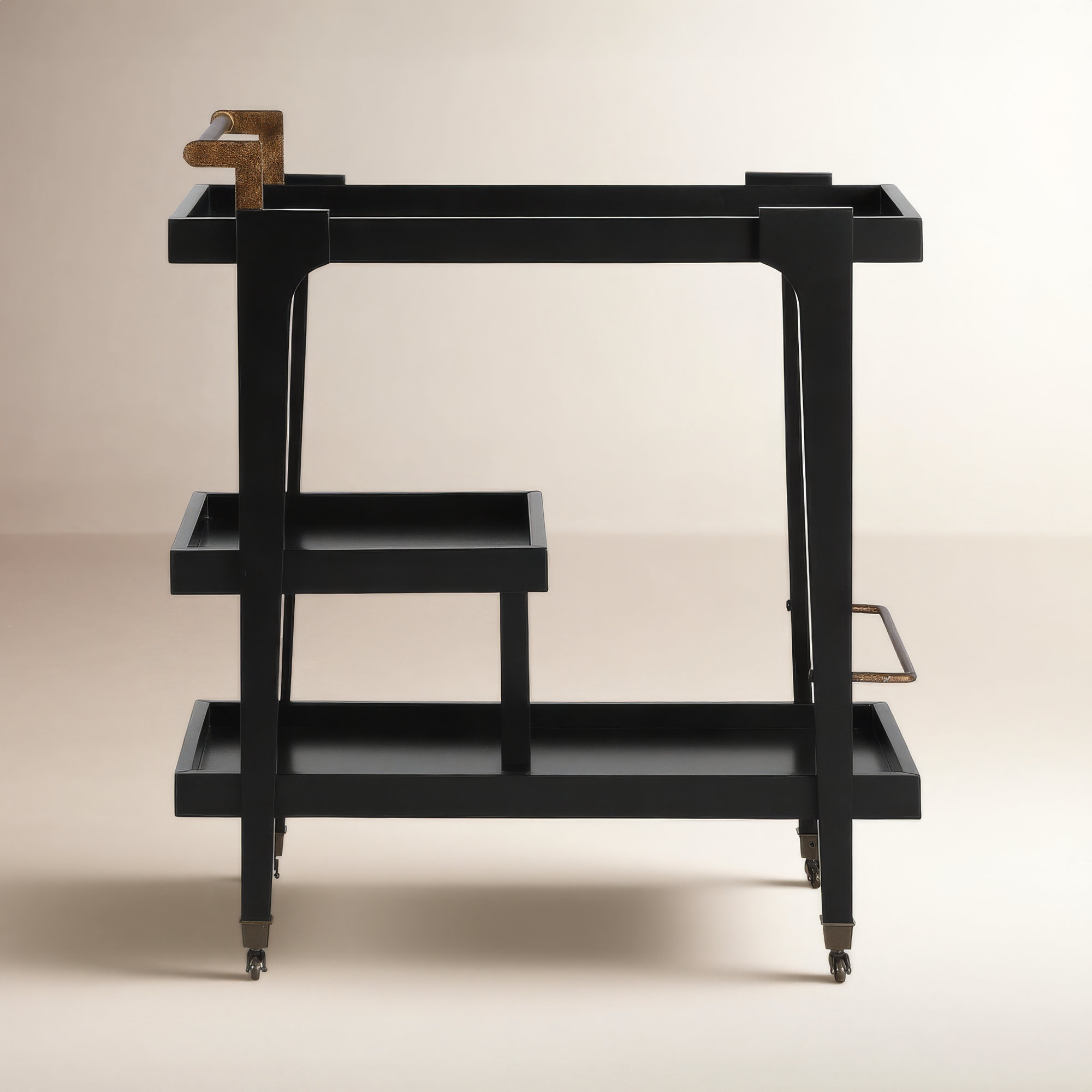 Duron Solid Wood Bar Cart, Black