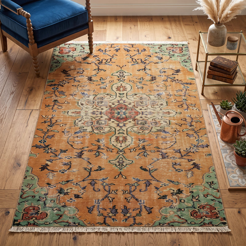 Tapis orange brûlé Overdyed