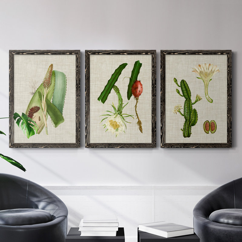 «Elegant Tropicals I», ensemble de 3 reproductions d'art sur toile, H 31,5 po x l 47 po x P 1,5 po, Noir
