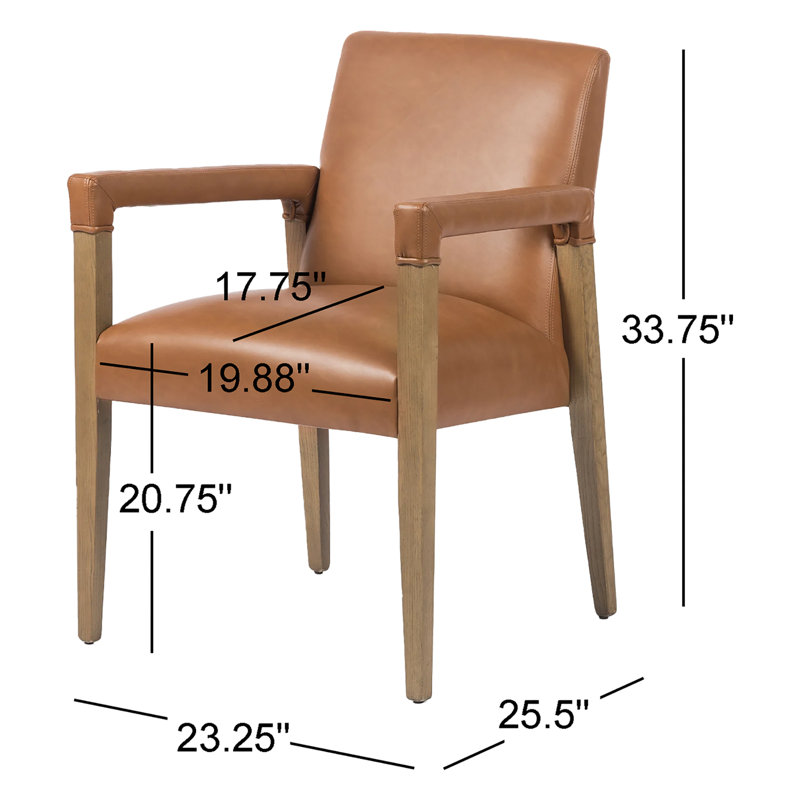 Reuben Upholstered Arm Chair, Faux Leather Brown