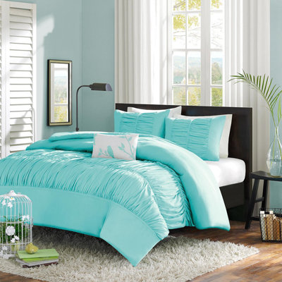 Alem Blue Microfiber 4 Piece Duvet Cover Set