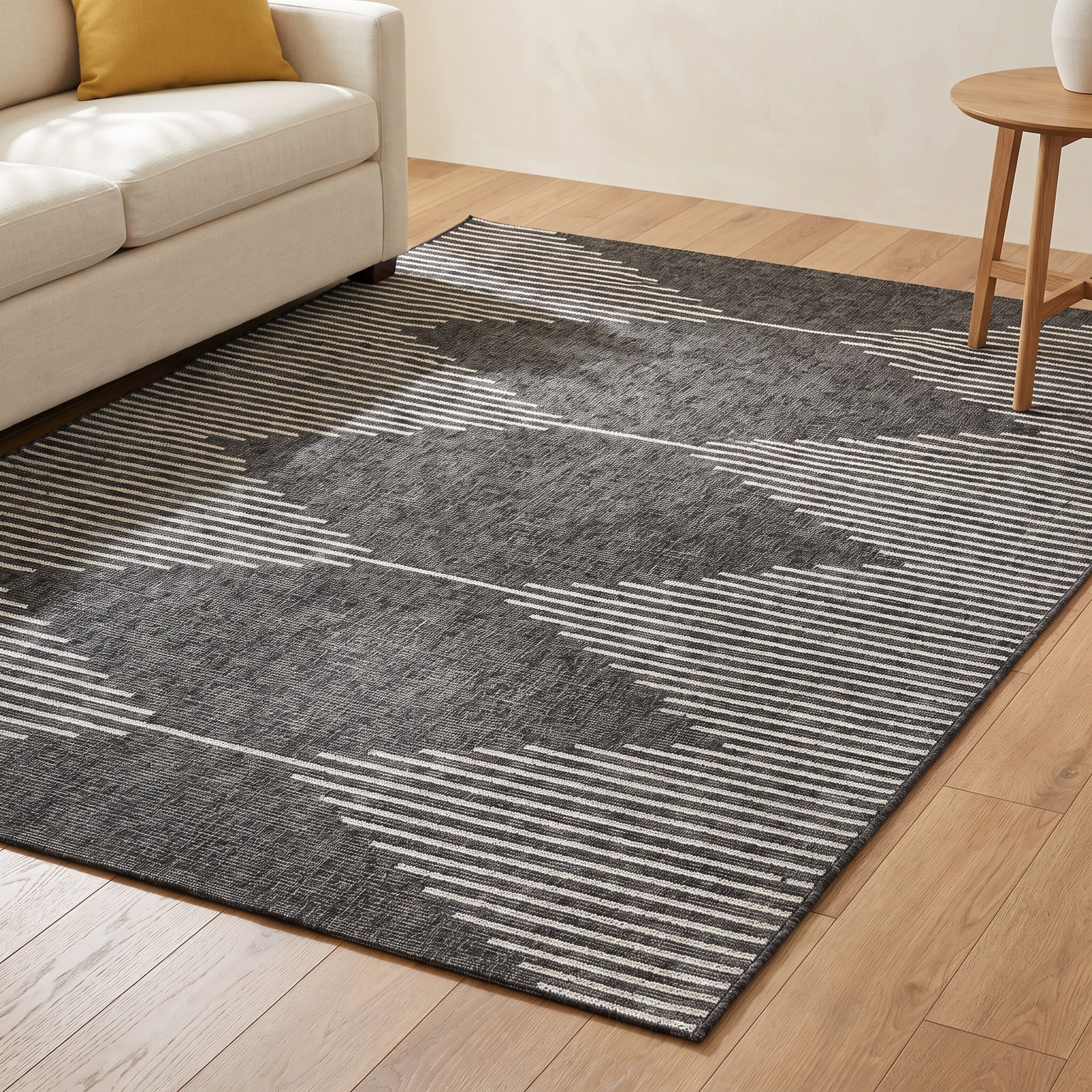 Abdulazeez Black Geometric Outdoor Rug, Rectangle 8'10" x 12'
