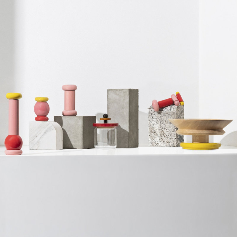 Twergi Wood Salt & Pepper Mill, Pink/Red/Yellow