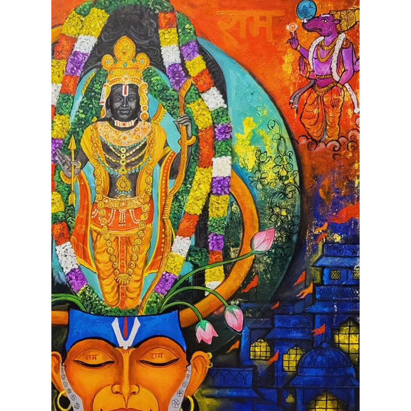 Ram Bhakt Hanuman | Acrylique sur toile | Par Arjun Das