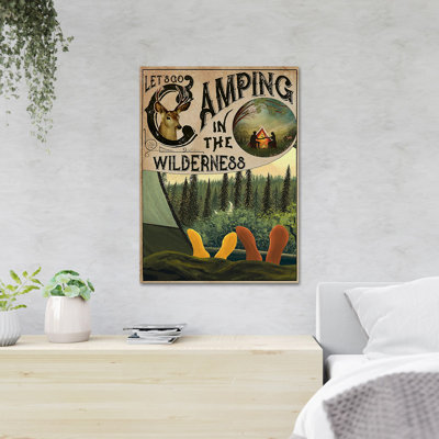«Couple Camping Together - Let's Go Camping In The Wilderness», reproduction d'art graphique sur toile tendue