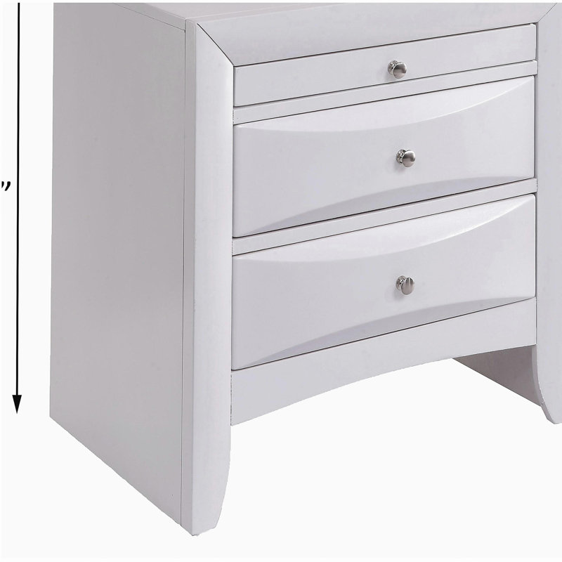 White Nightstand with 2 Drawers, White