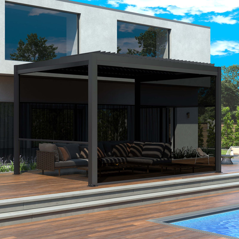 Paravent à pergola gris foncé, H 84 po x l 131 po x P 4 po