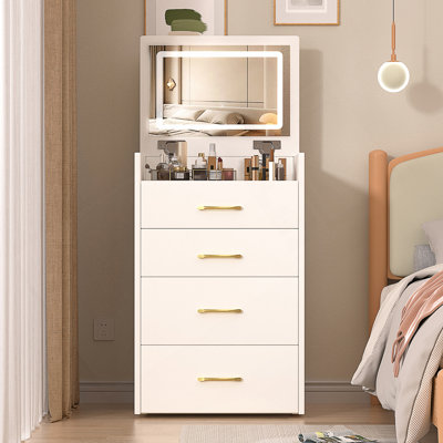 3 In 1 Vanity Desk With Flip-Top Mirror, Compact Makeup Set With Glass Desktop And Spacious Storage, Perfect For Small Bedrooms