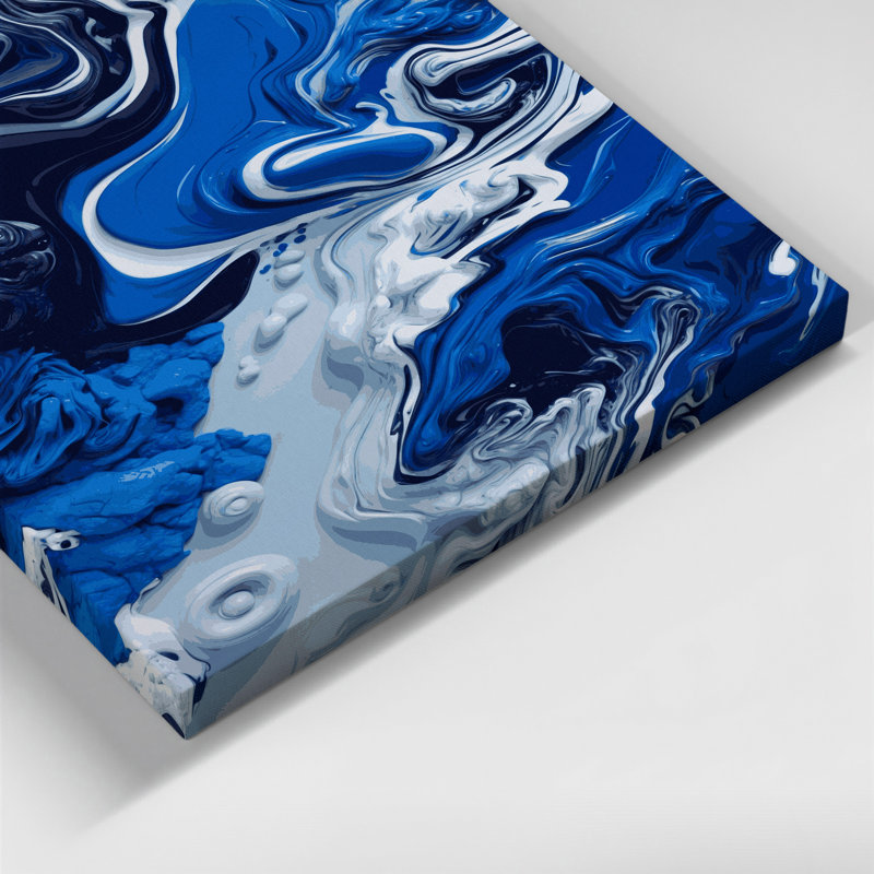 Abstrait art fluide sur toile bleue 6, H 36 po x l 24 po